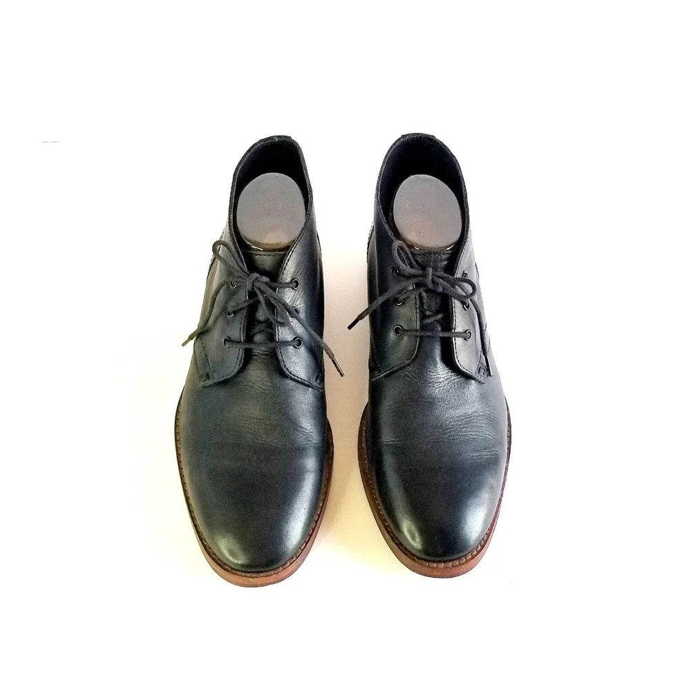 H BY HUDSON Men's Houghton II Leather Chukka Boots Black Sz 41 Lace Up